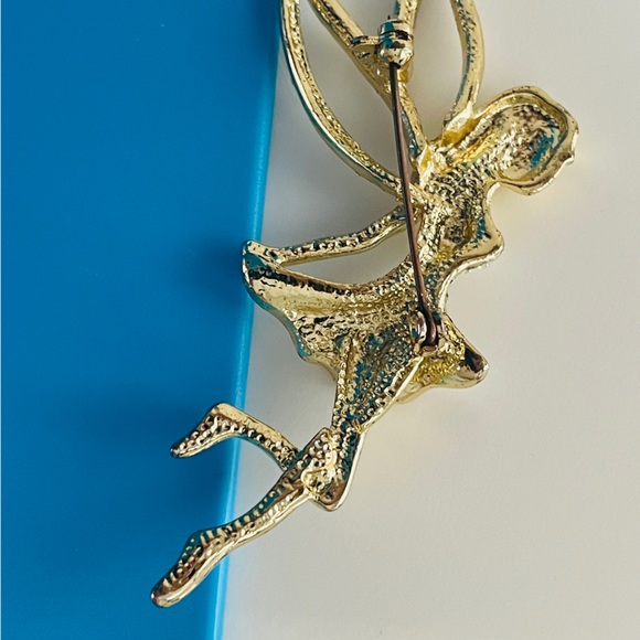 Tinker Bell Swarovski Crystal Diamond Like Pin Gold Coloured Broach Jewelry - Picture 11 of 16